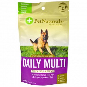 Pet Naturals of Vermont, Ежедневный мультивитамин, для собак, 30 жевательных таблеток, 3,70 унции (105 г)