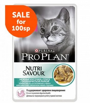 Pro Plan Delicate влажный корм для кошек с чувствительным пищеварением Океаническая рыба в соусе 85гр пауч