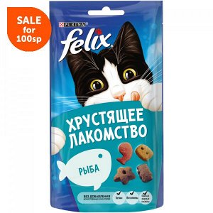 Purina Felix хрустящее лакомство для взрослых кошек с Рыбой, 60г