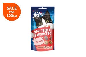 Purina Felix хрустящее лакомство для взрослых кошек с Говядиной, 60г