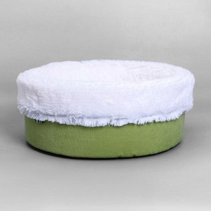 Лежанка "Фисташка" круглая, мебельная ткань/мех, 43 х 43 х 16 см