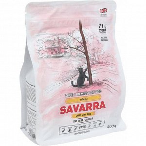 СуXой корм SAVARRA Adult Cat Lamb для взрослыX кошек, ягненок/рис, 400 г