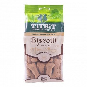 Печенье мясное TitBit Biscotti для собак, с рубцом говяжьим, 350 г