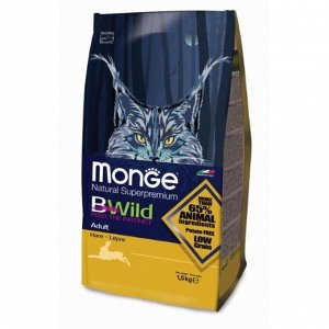 СуXой корм Monge BWild Cat Hare для кошек, с мясом зайца, 1.5 кг