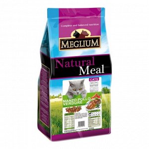 Сухой корм MISTER PET MEGLIUM ADULT для кошек, говядина/курица/овощи, 15 кг