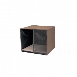 Домик складной "Кубик" с жёстким каркасом, 39 х 34 х 34 см, рогожка, коричневый