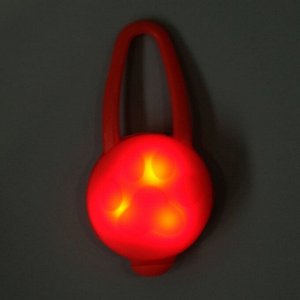 Световой маячок на ошейник/поводок с 3 режимами свечения "Лапка", 3,2 см, силикон, красный