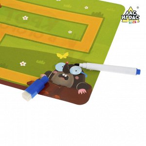 Лас Играс KIDS Настольная игра «Крот в огород», подушка хлопушка, маска для глаз, маркеры