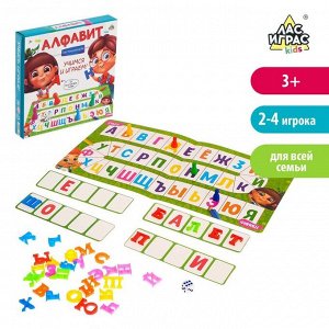 Настольная игра-бродилка «Алфавит», с пластиковыми буквами, кубиком и фишками