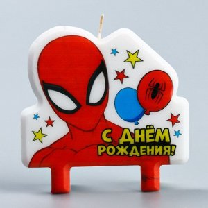 Свеча в торт "С Днем Рождения!", Человек-паук, 8?8 см