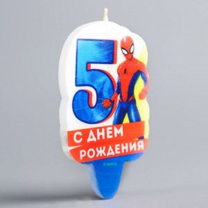 Свеча в торт 5 "С Днем Рождения". Человек-паук