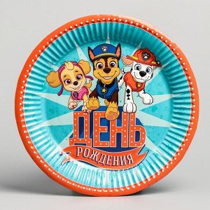 Paw Patrol Тарелка бумажная &quot;С Днем Рождения&quot;, Щенячий патруль, 18 см