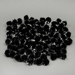 Набор деталей для декора «Бомбошки с блеском» набор 100 шт, размер 1 шт: 1см, цвет чёрное серебро