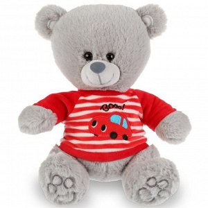 Мягкая игрушка «Медведь в футболочке с машинкой» 22 см, воспроизводит стихи А.Барто