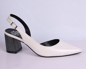 Туфли летние открытые женские цвет молочный/черный