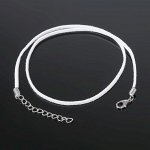 Шнур бархатный с замком, 43см+удлинитель, d=25мм, JP-010, 101 белый