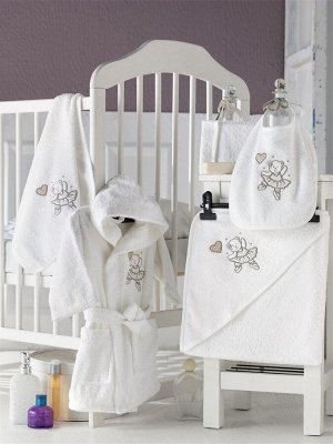 Детский банный комплект с халатом Baby Clup Цвет: Кремовый (1-3 года). Производитель: Karna