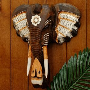 Сувенир "Голова слона с цветком". 40 см
