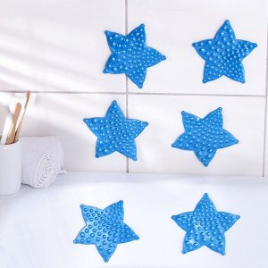 Набор мини-ковриков для ванны  «Звезда», 10?10 см, 6 шт, цвет МИКС