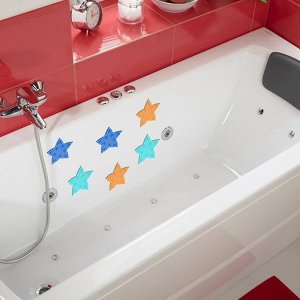 Набор мини-ковриков для ванны на присосках Доляна «Звезда», 10x10 см, 6 шт, цвет МИКС