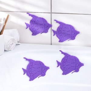Набор мини-ковриков для ванны «Рыбки», 1012 см, 4 шт, цвет МИКС
