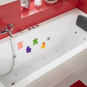 Набор мини-ковриков для ванны на присосках Доляна «Зоопарк», 4 шт, 11x14 см