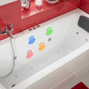 Набор мини-ковриков для ванны на присосках Доляна «Медуза», 11x12 см, 6 шт, цвет МИКС