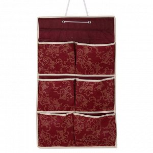Органайзер с карманами подвесной «Бордо», 6 отделений, 37?60 см, цвет бордовый