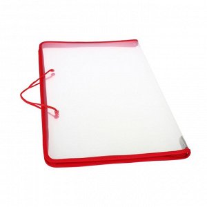 Папка для чертежей и рисунков А3, 460 х 325 х 20 мм, 0.5, с ручками, пластиковая, молния вокруг, прозрачная "Офис", ПМ-А3-36, красная