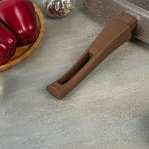 Сковорода-гриль «Гранит Brown», квадратная, 28?28 см, съёмная ручка, стеклянная крышка, антипригарное покрытие, цвет коричневый