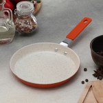 Сковорода 17 см &quot;Мрамор светлый&quot;, силиконовая ручка, антипригарное покрытие, цвет МИКС