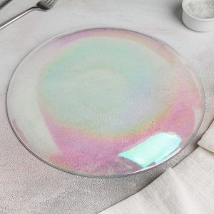 Тарелка стеклянная подстановочная «Жемчуг», d=26,6 см, цвет перламутровый