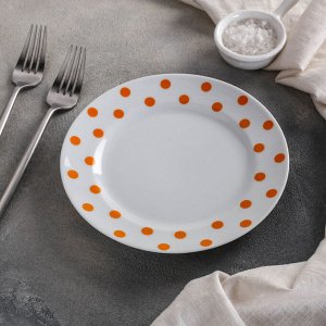 Тарелка мелкая «Горошек оранжевый», d=17,5 см, ф. Идиллия