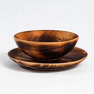 Набор тарелок из натурального кедра Mаgistrо, 2 шт: 20х2,5 см, 16х6 см, обожжённые