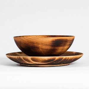 Набор тарелок из натурального кедра Mаgistrо, 2 шт: 20*2,5 см, 16*6 см, обожжённые