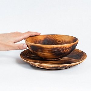 Набор тарелок из натурального кедра Mаgistrо, 2 шт: 20*2,5 см, 16*6 см, обожжённые
