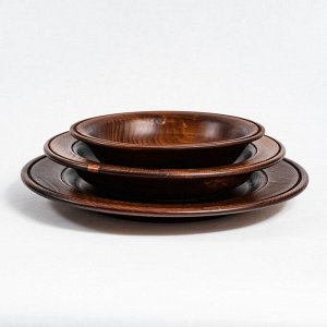Набор тарелок из натурального кедра Mаgistrо, 3 шт, 27,5?3 см, 23,5?4 см, 19?4,5 см, цвет шоколадный
