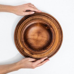 Набор тарелок из натурального кедра Mаgistrо, 3 шт, 27,5?3 см, 23,5?4 см, 19?4,5 см, цвет шоколадный