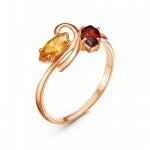 Кольцо бижутерия капельки с желтым и красным фианитами А2487041Гр