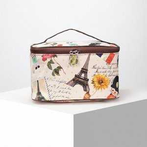 Косметичка-сумочка, отдел на молнии, с зеркалом, цвет бежевый