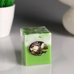 Свеча- куб "Жасмин- Зелёный чай" ароматическая, 5?6 см