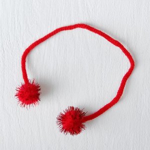 Декоративный элемент на верёвочке 2 шарика с блеском, d= 2 см, набор 8 шт., цвет красный
