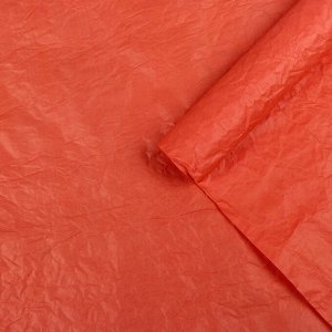 Бумага упаковочная, жатая, эколюкс, темно оранжевая, красная, однотонная, двусторонняя, рулон 1 шт., 0,7 x 5 м