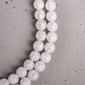 Бусины на нити шар №12 "Кварц сахарный" (32-34 бусины), цвет белый