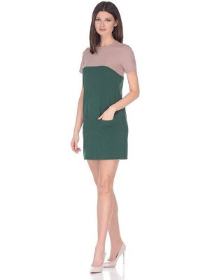 Платье женское 48902 бежево-зеленый