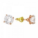 Серьги бижутерия гвоздики фианиты золочение  А3485016рф