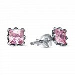 Серьги гвоздики бижутерия розовые фианиты  А3489752-2