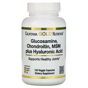 California Gold Nutrition, Глюкозамин, хондроитин и МСМ с гиалуроновой кислотой, 120 растительных кап.
