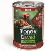 Monge Dog BWild GRAIN FREE беззерновые консервы из ягненка с тыквой и кабачками для взрослых собак всех пород 400г