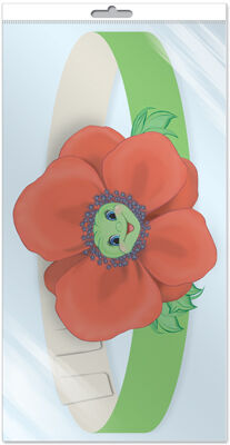 *МА-10700 Маска-ободок. Цветок Мак (в индивидуальной упаковке с европодвесом и клеевым клапаном)